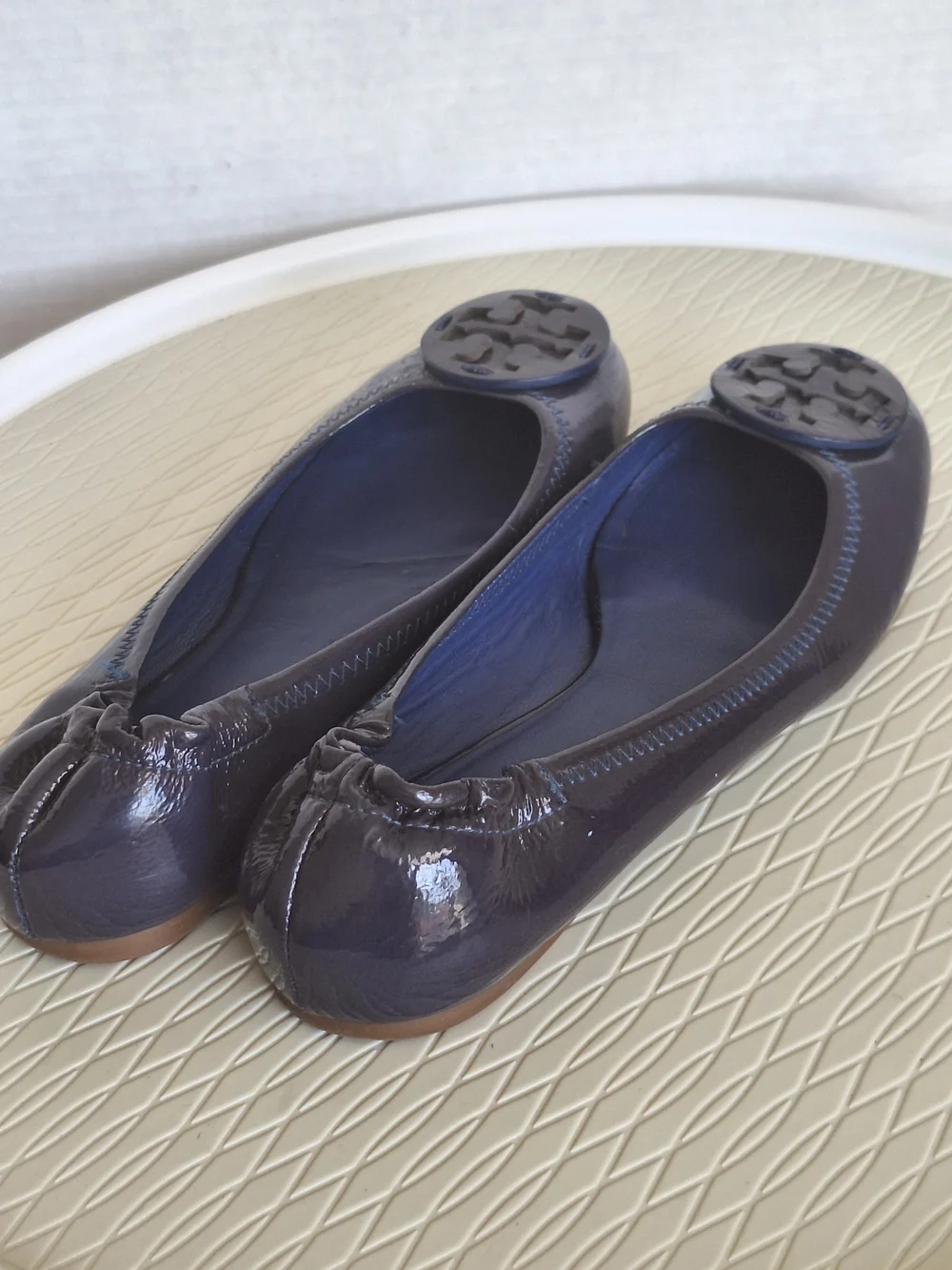 💙Tory Burch Patent Leather Ballet Flats in Deep Purple 🤍Sz 7.5M